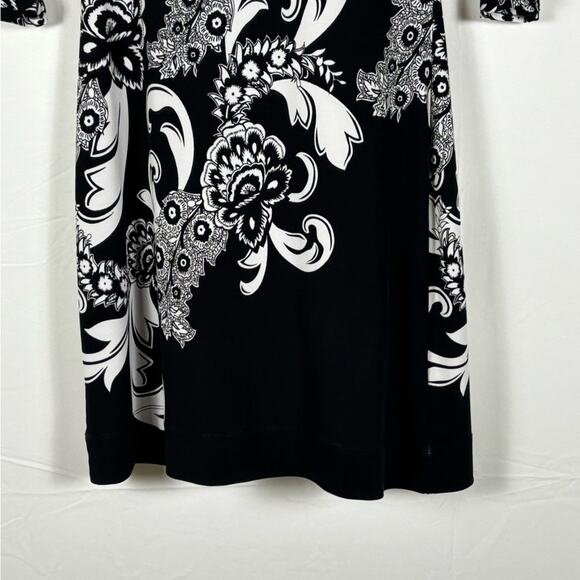 White House Black Market Dress Paisley Shift Black White Size Extra Small XS - Picture 3 of 9